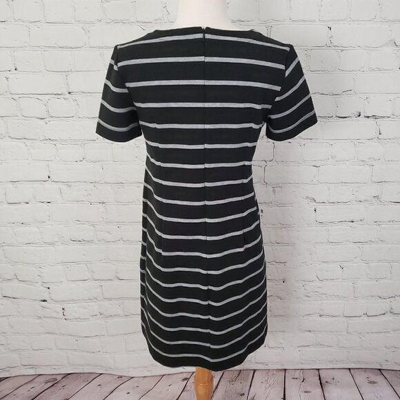 GAP Black Gray Striped Thick Stretchy Dress S Pockets - Picture 4 of 6